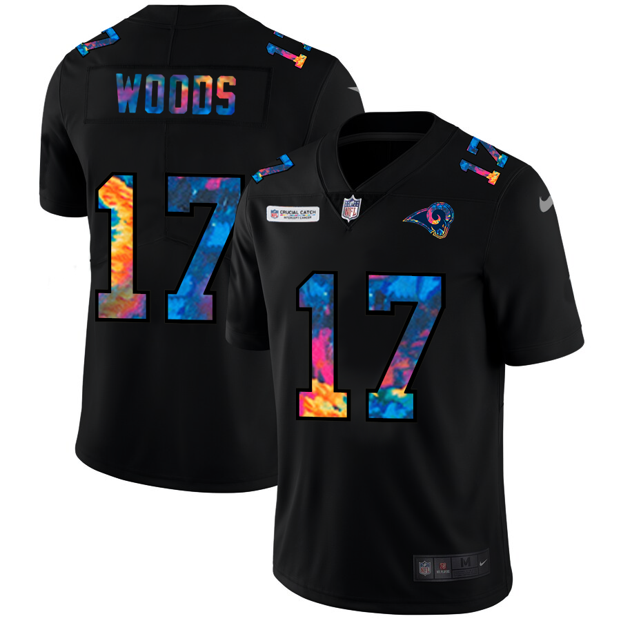 NFL Los Angeles Rams 17 Robert Woods Men Nike MultiColor Black 2020 Crucial Catch Vapor Untouchable Limited Jersey